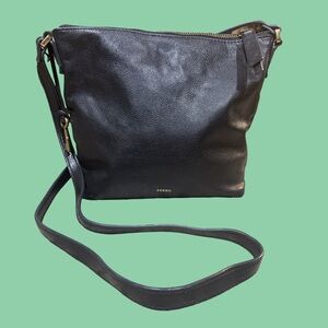 Fossil Black Leather Crossbody Bag